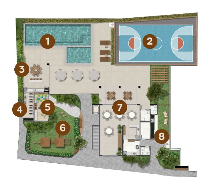 Planta de implantação - Clube - Térreo